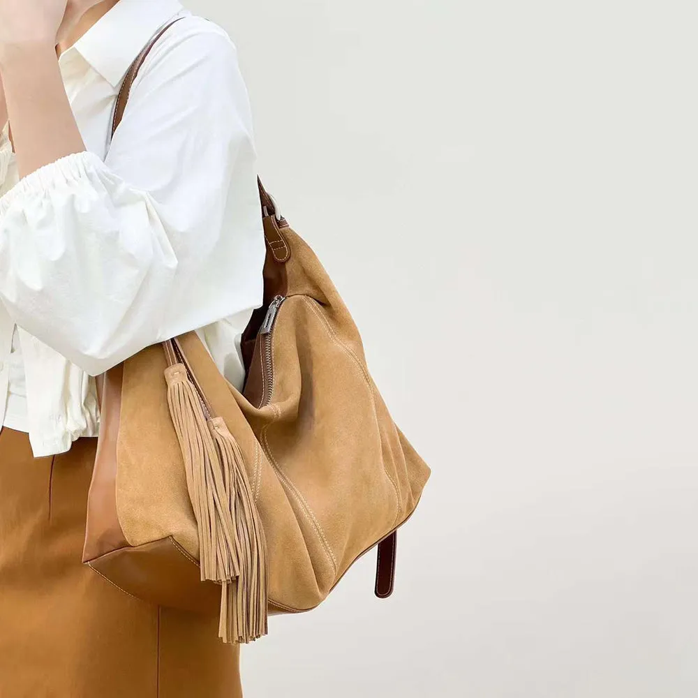 Lana Suede Slouchy Shoulder Bag - Chic Slouchy Design with Wide Shoulder Strap