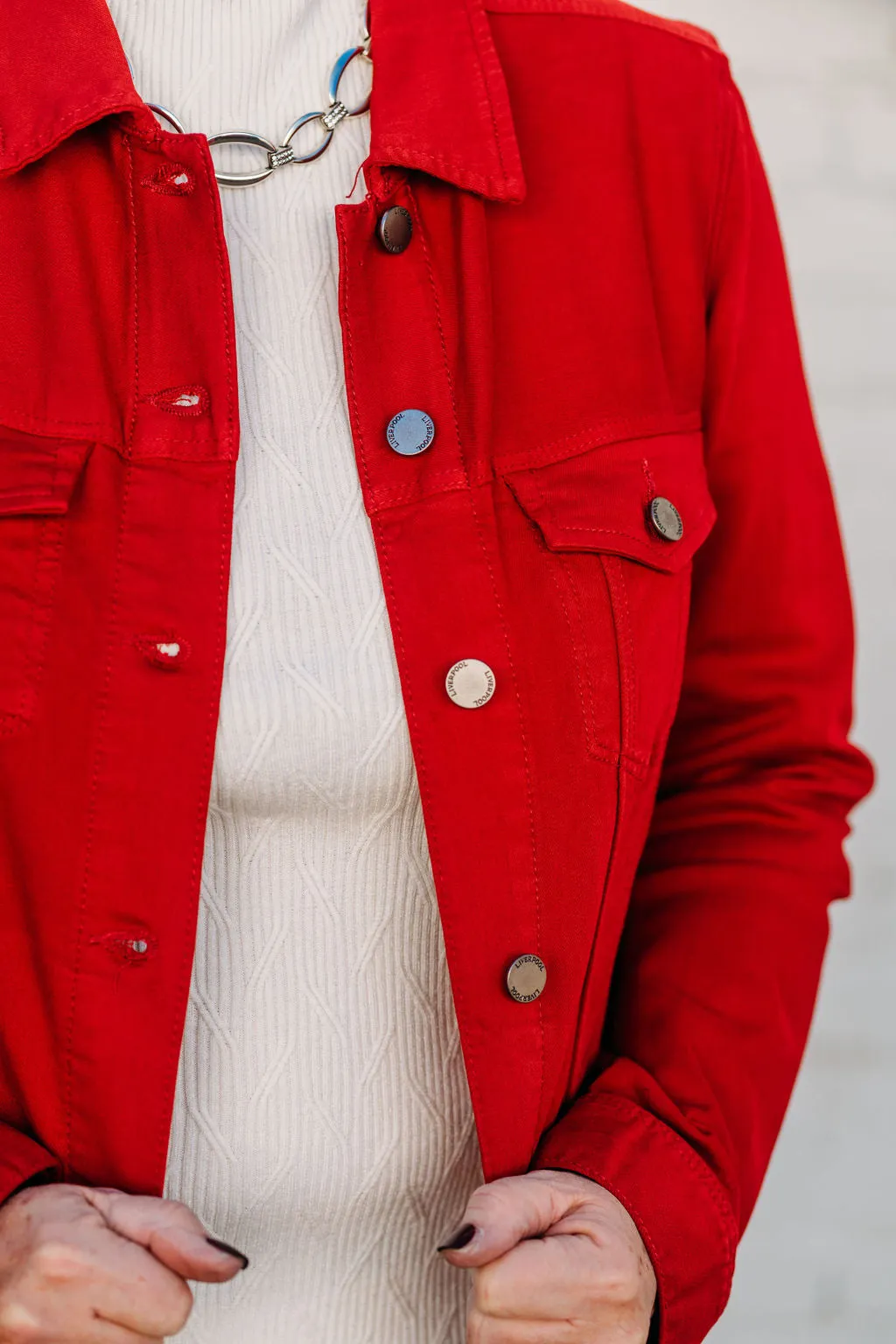 Liverpool: Classic Jean Jacket in Carnelian