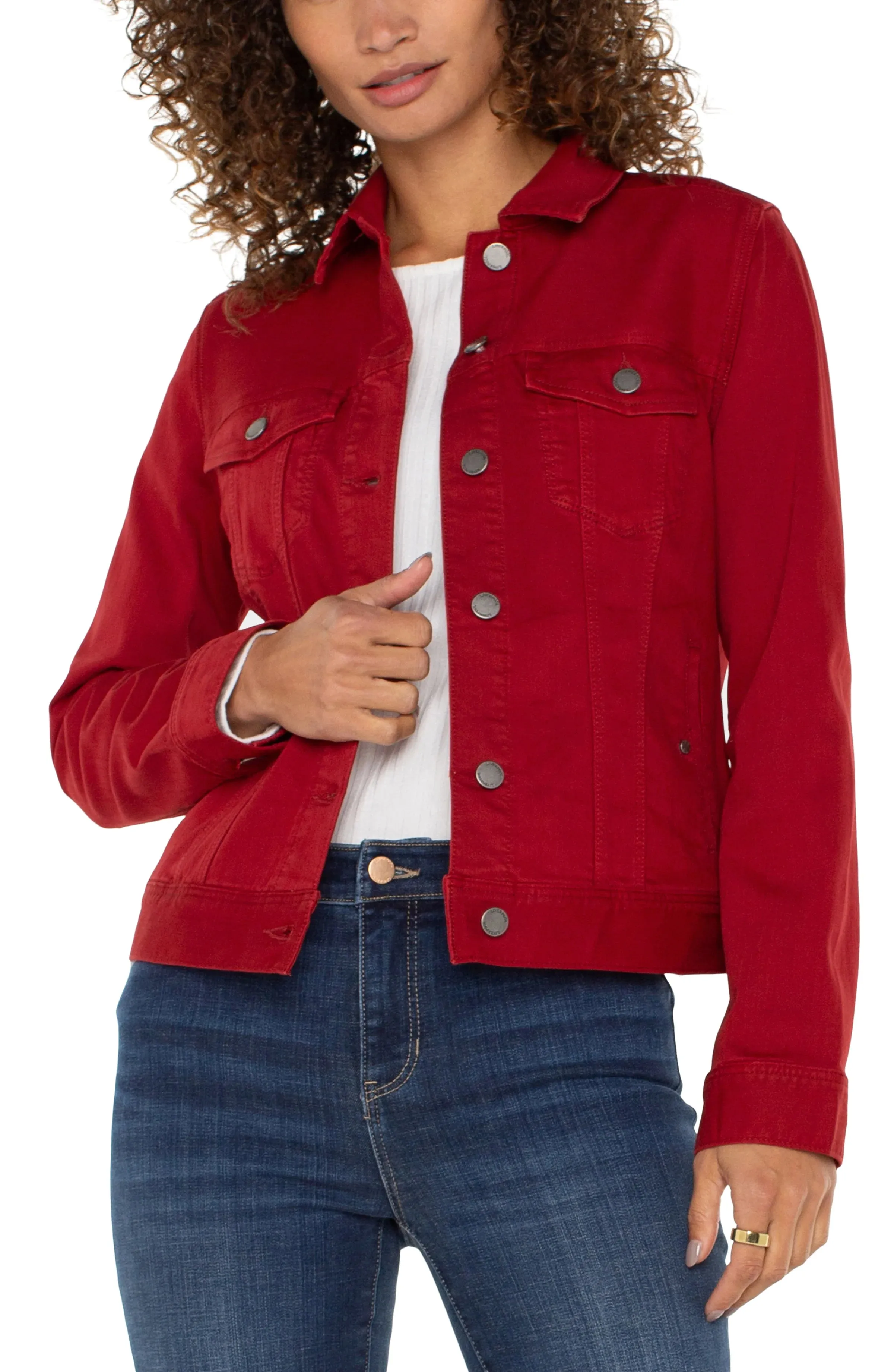 Liverpool: Classic Jean Jacket in Carnelian
