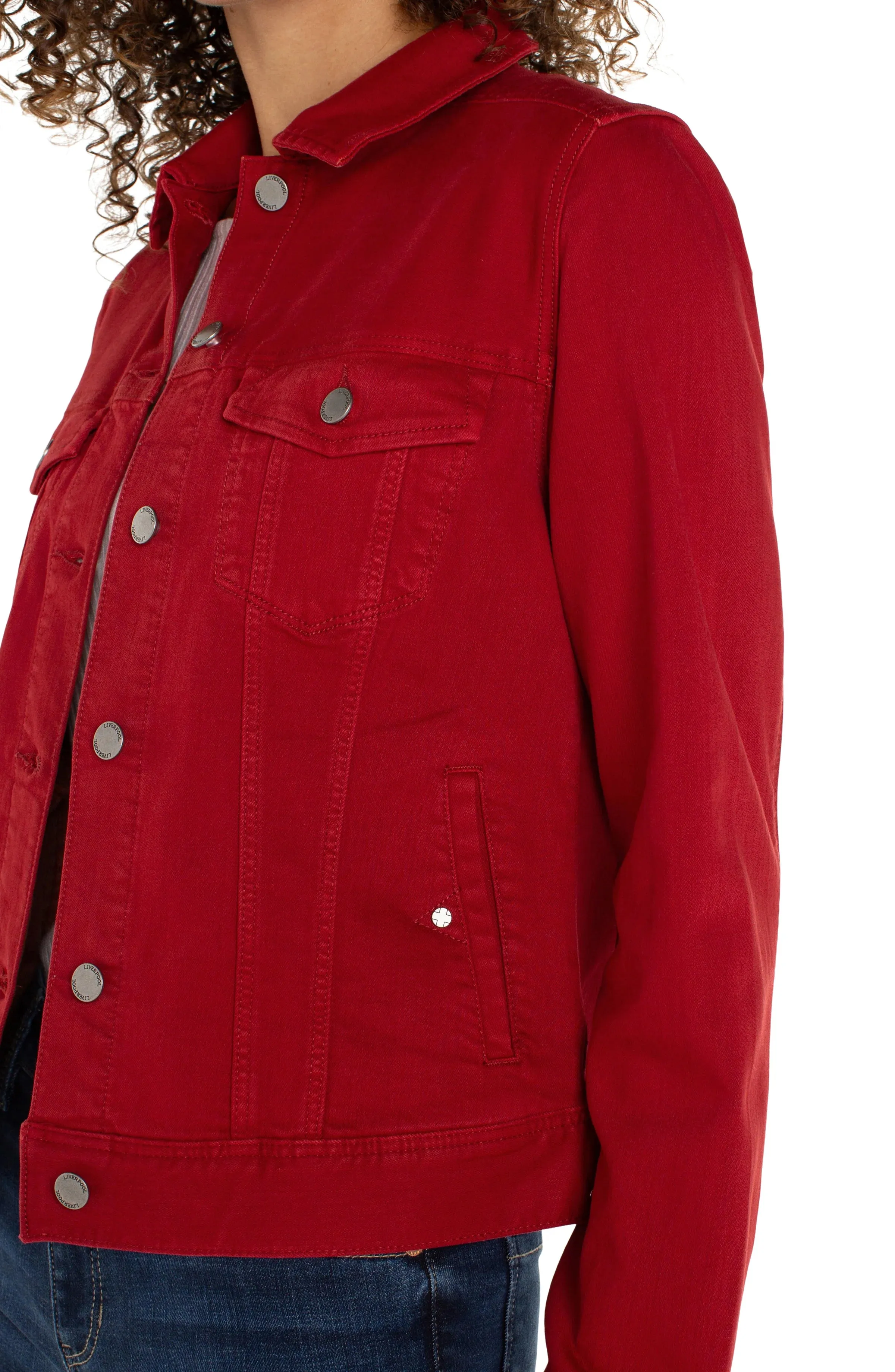 Liverpool: Classic Jean Jacket in Carnelian