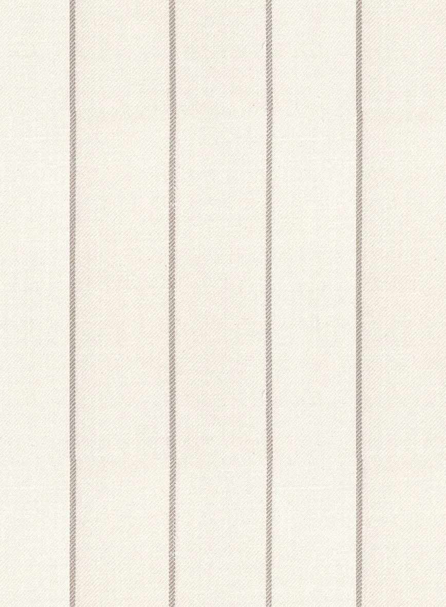 London Loom Beige Stripe Wool Silk Linen Jacket