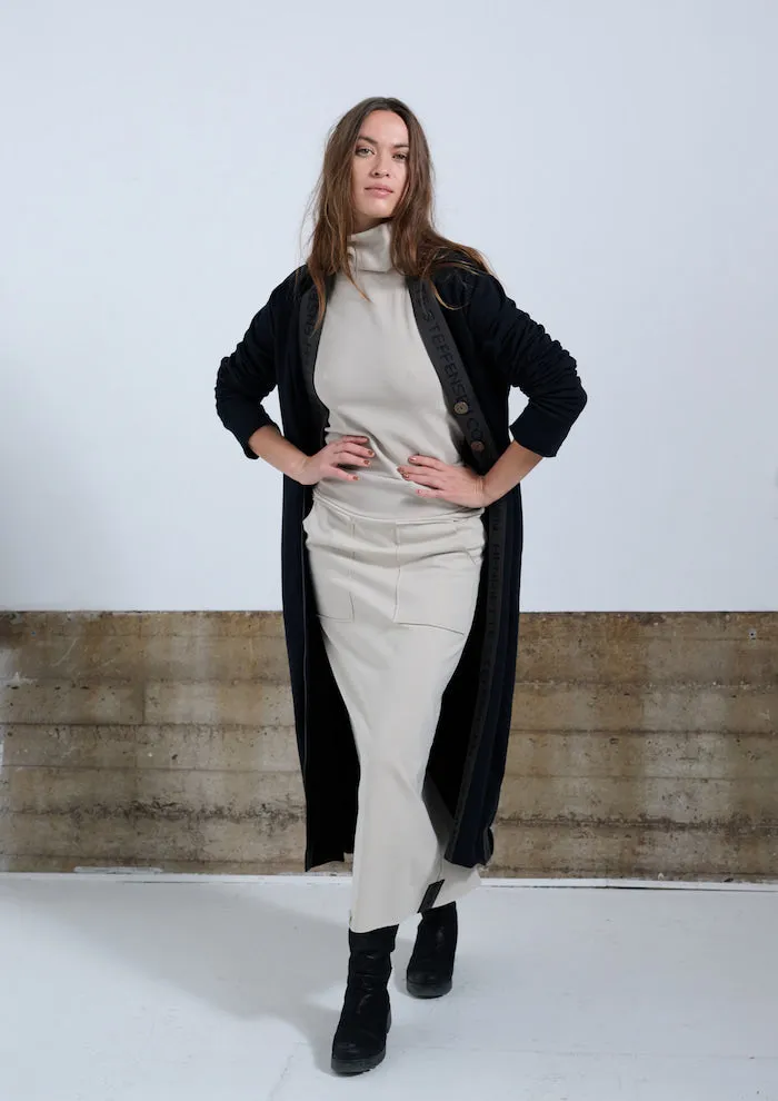 LONG CARDIGAN BRASS BUTTONS - 77003 - BLACK