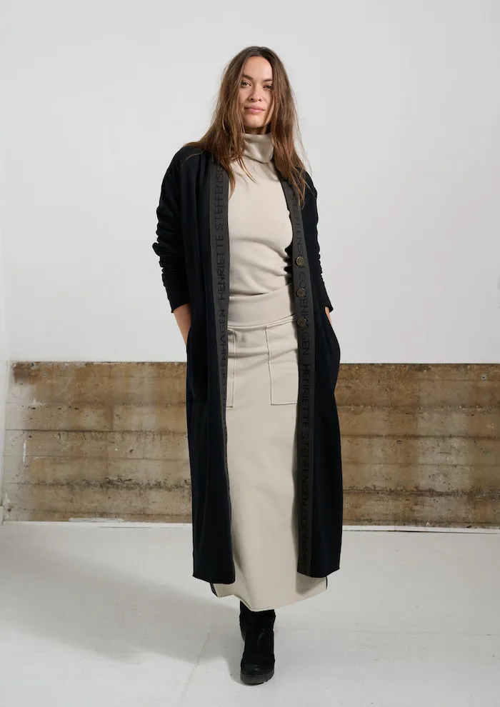 LONG CARDIGAN BRASS BUTTONS - 77003 - BLACK