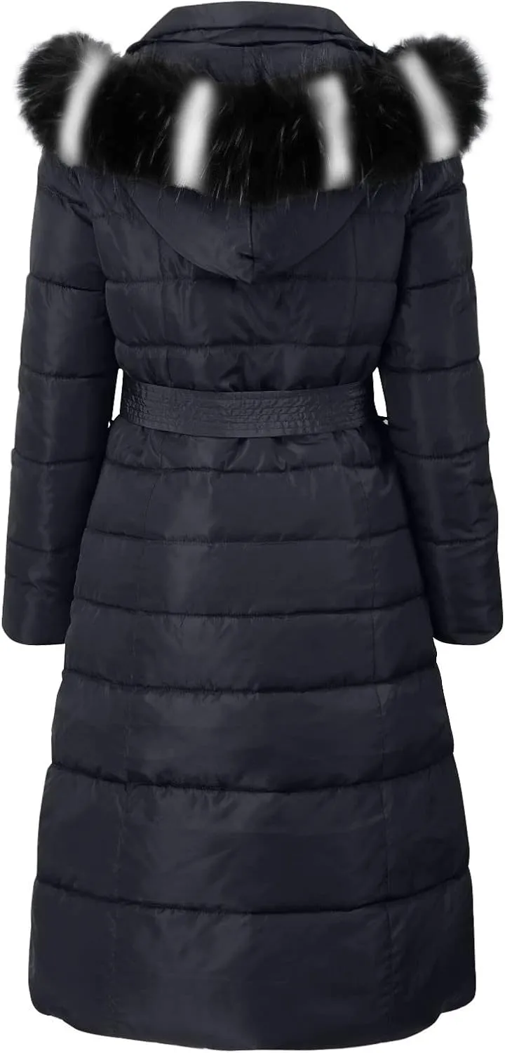 Long Jacket Women Fur Collar Lace Up Cotton Parkas Coat Classic Winter 2023 Warm with Hood Military Utility Jackets
