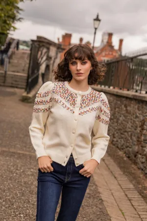 Long Sleeve Confetti Cardigan in Ivory