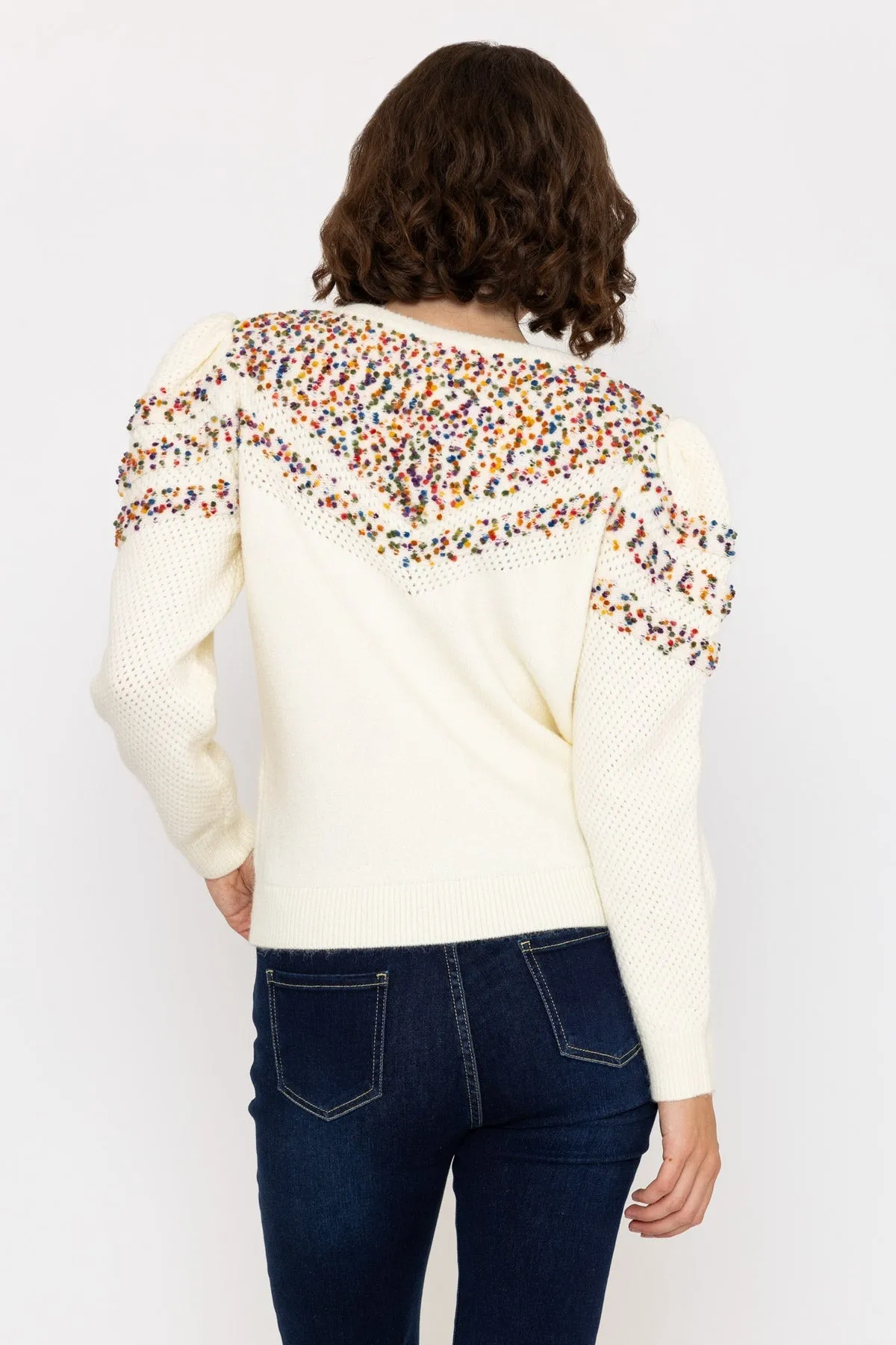 Long Sleeve Confetti Cardigan in Ivory
