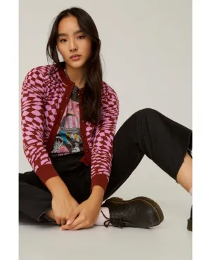 Magenta Wave Fitted Cardigan Restocked