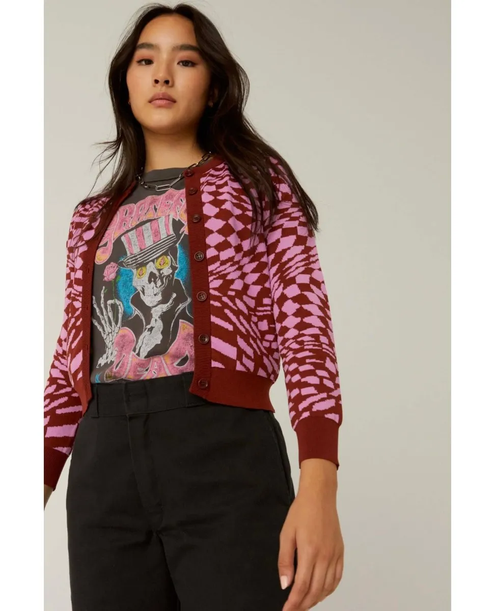 Magenta Wave Fitted Cardigan Restocked