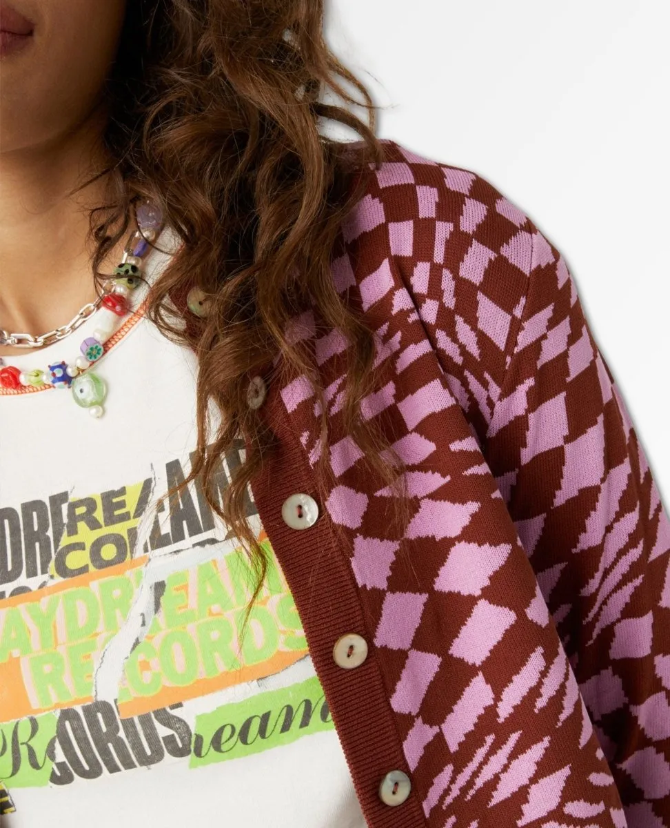Magenta Wave Fitted Cardigan Restocked
