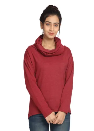Maroon Scarf Neck Sweatshirt