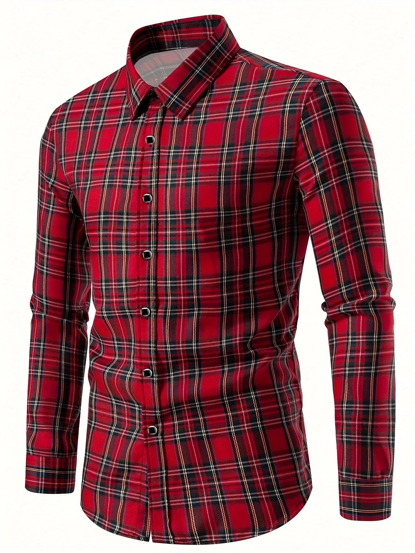 Men's Classic Design Plaid Pattern Dress Shirt