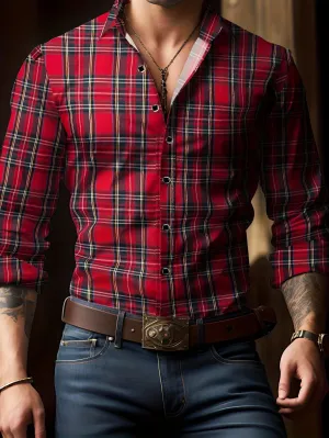 Men's Classic Design Plaid Pattern Dress Shirt