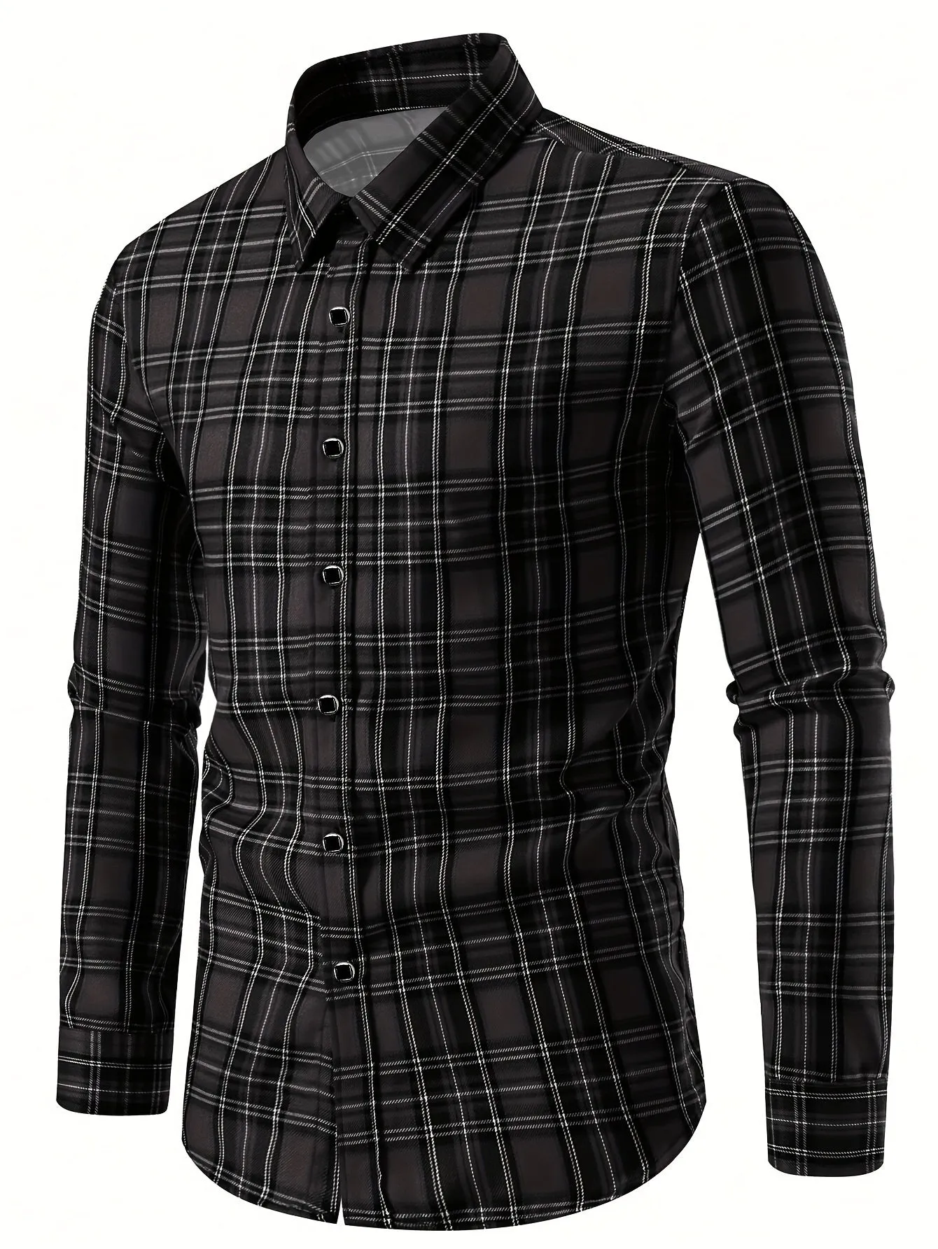Men's Classic Design Plaid Pattern Dress Shirt