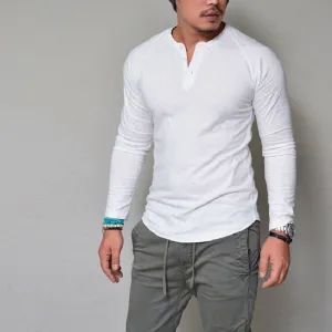 Men's Long Sleeve Henley Sweater [S-4XL]