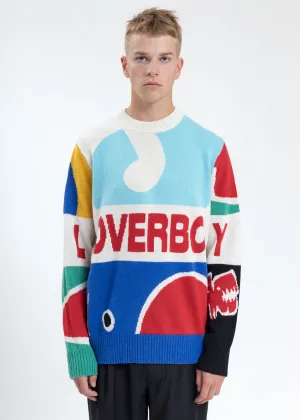 Multicolor Block Artwork Graphic Sweater