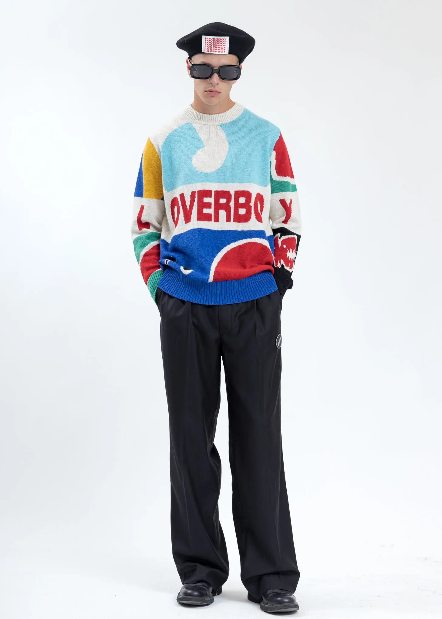 Multicolor Block Artwork Graphic Sweater