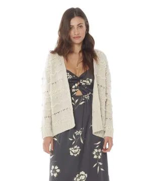 Oatmeal Tassel LS Open Front Sweater