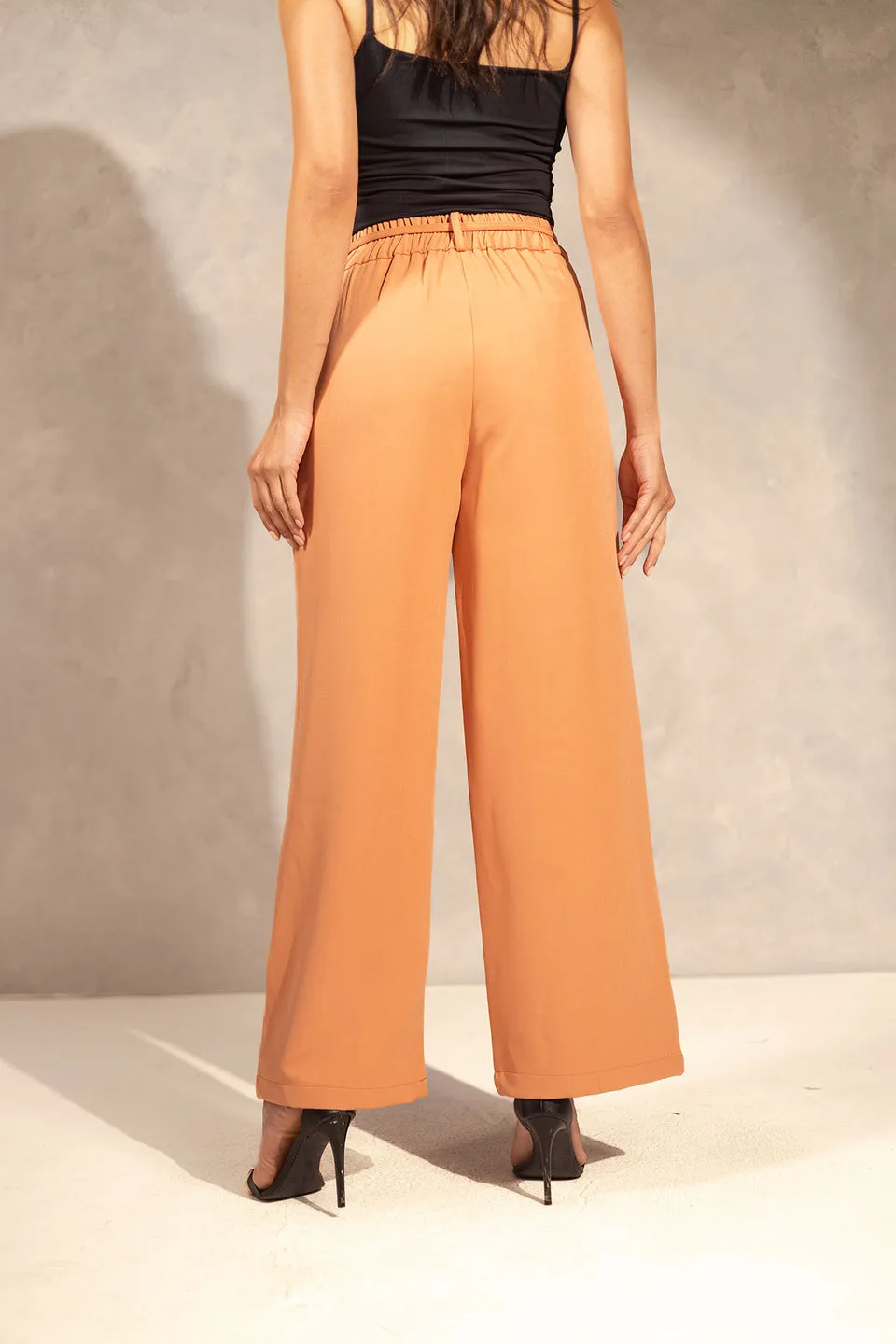 Orange Wide Leg Tied Pants