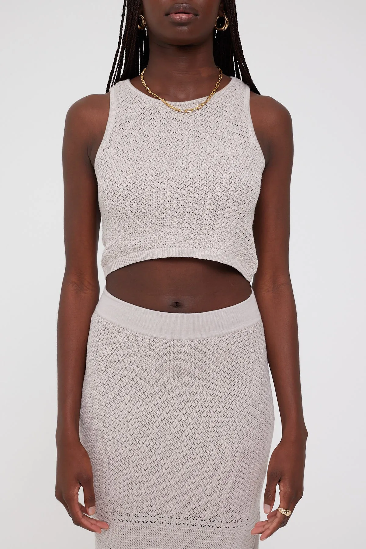 Perfect Stranger Soleil High Neck Knit Top Grey