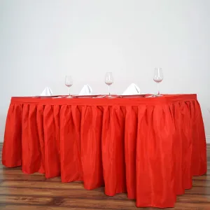 Polyester Table Skirt 17ft Red - Stylish Pleated Table Cover