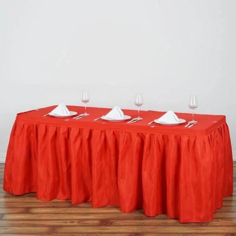 Polyester Table Skirt 17ft Red - Stylish Pleated Table Cover