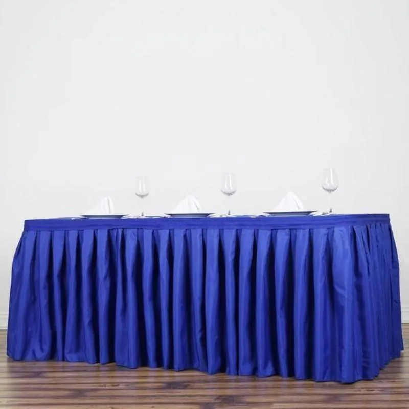 Polyester Table Skirt 21ft Royal Blue - Stylish Pleated Table Cover