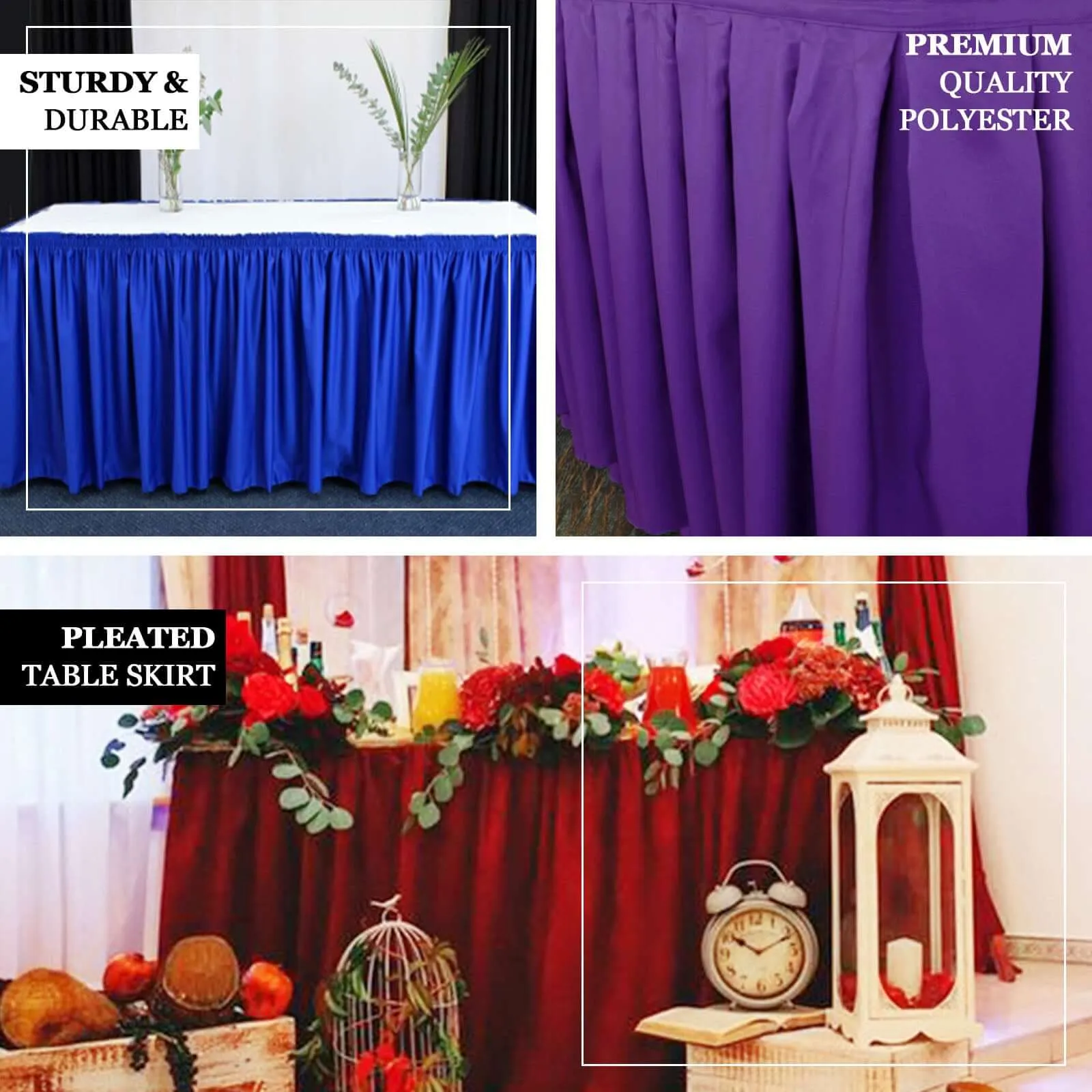 Polyester Table Skirt 21ft Royal Blue - Stylish Pleated Table Cover