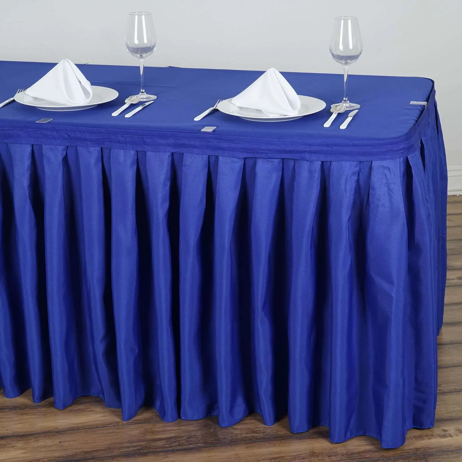 Polyester Table Skirt 21ft Royal Blue - Stylish Pleated Table Cover