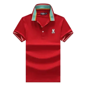 Psy Bunny Collar Striped Essential Regular Fit Polo- Wine