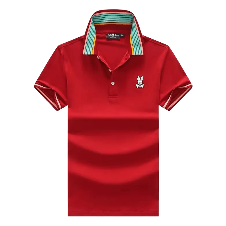 Psy Bunny Collar Striped Essential Regular Fit Polo- Wine