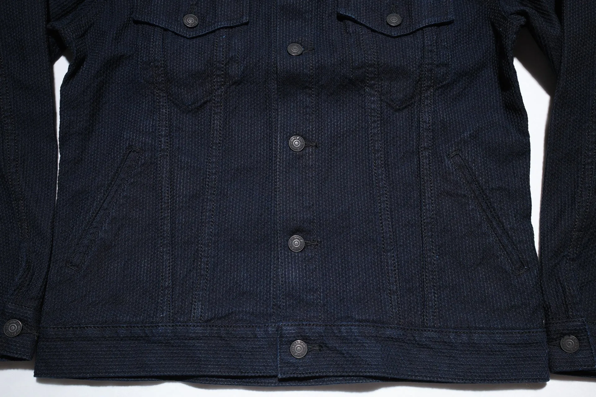 Pure Blue Japan 12.5oz "Double-Warps" Sashiko Type 3 Jacket (Indigo X Black)
