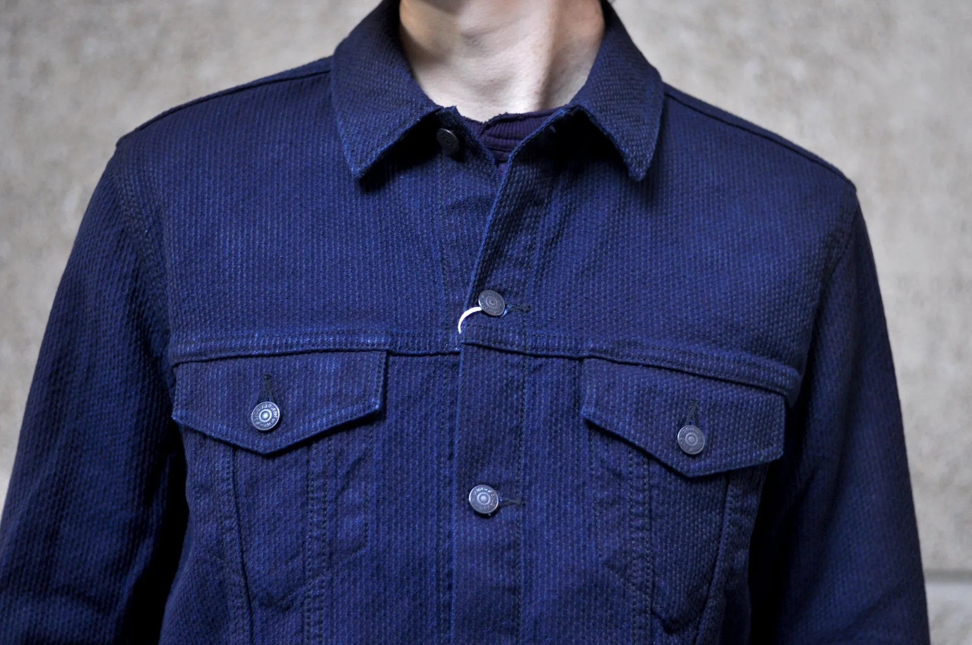Pure Blue Japan 12.5oz "Double-Warps" Sashiko Type 3 Jacket (Indigo X Black)