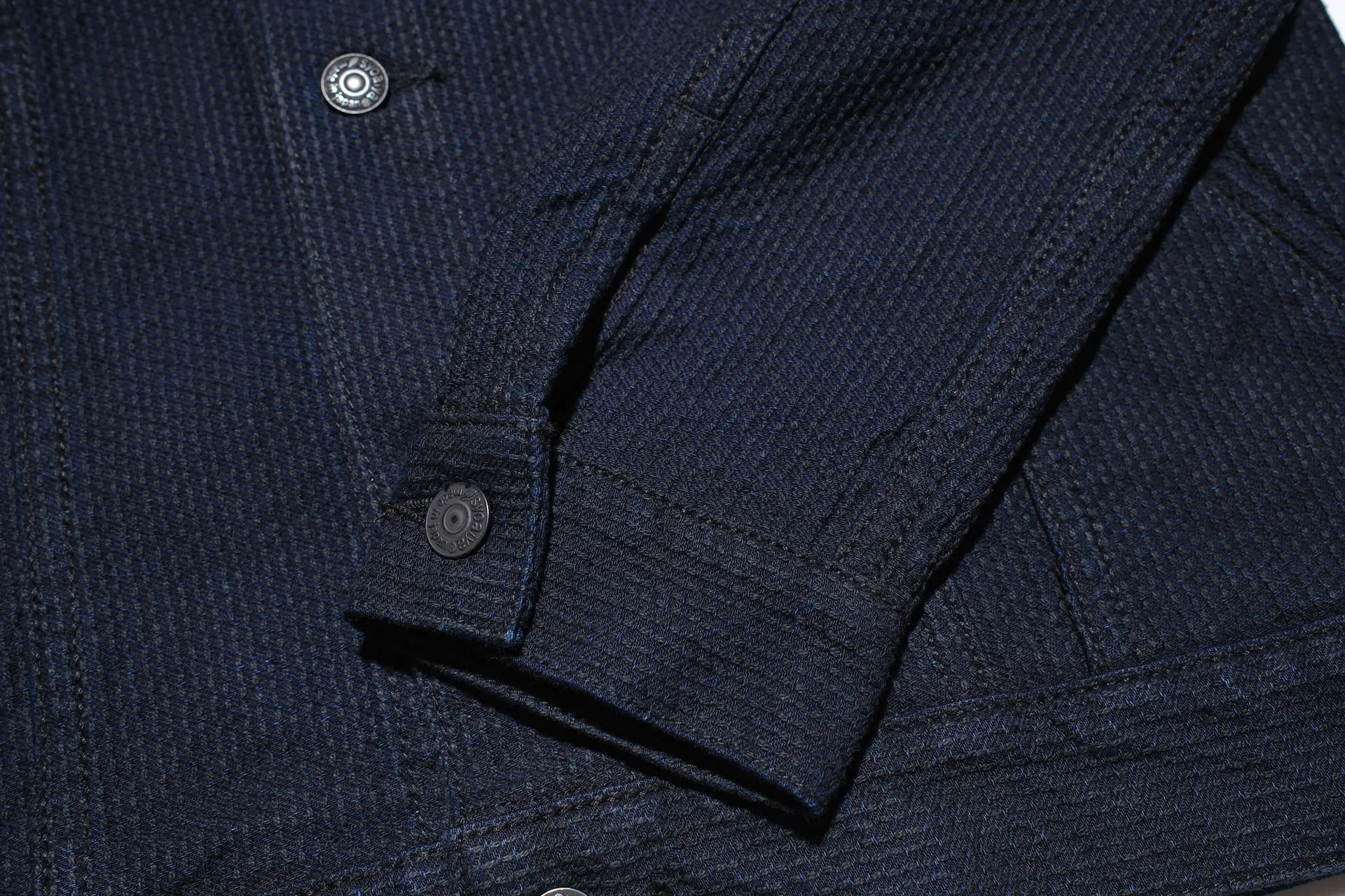 Pure Blue Japan 12.5oz "Double-Warps" Sashiko Type 3 Jacket (Indigo X Black)