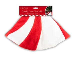 Red & White Candy Cane Faux Fur Tree Skirt