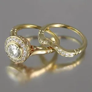 Rica- Vintage Gold & Zirconia Ring Set
