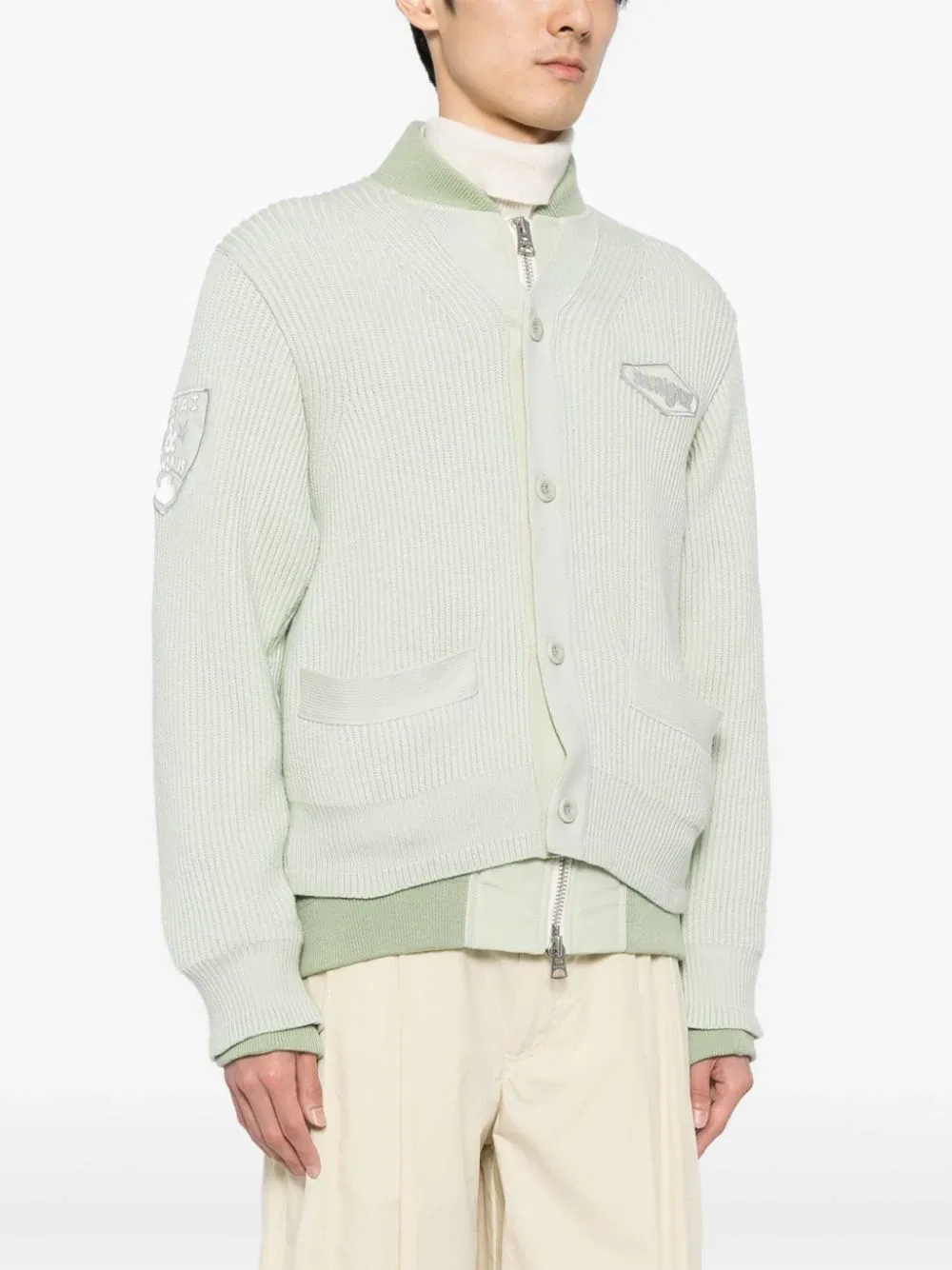 sacai Gonz Multi Patch Nylon Twill X Knit Cardigan