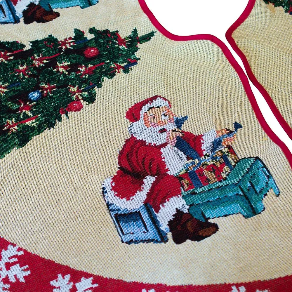 Santa Reading the Gift List by Christmas Tree Skirt 50 Inches