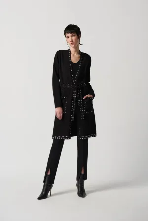 Satine Sweater Knit Studded Contour Cover-Up in Black - Joseph Ribkoff 234919F24