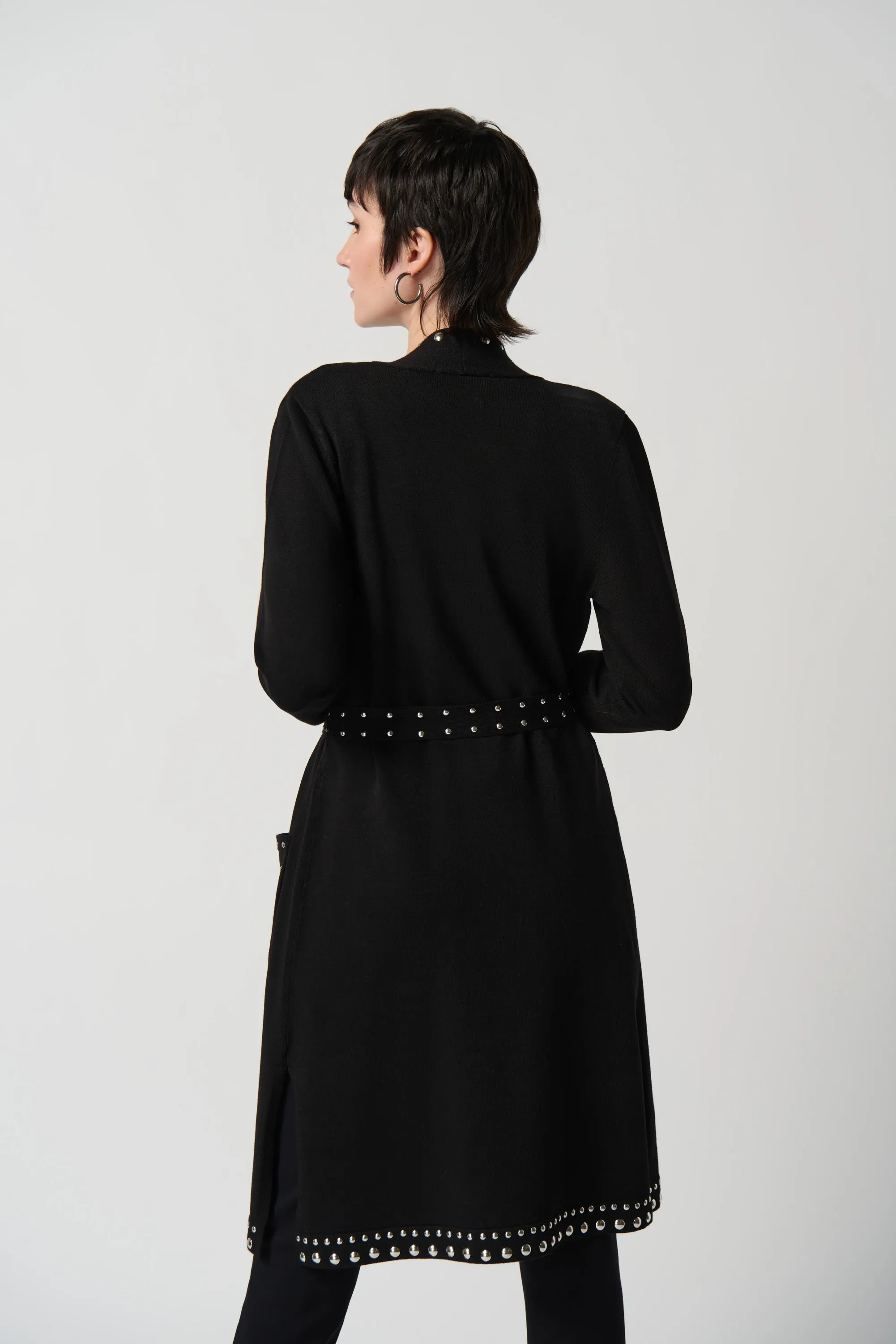 Satine Sweater Knit Studded Contour Cover-Up in Black - Joseph Ribkoff 234919F24