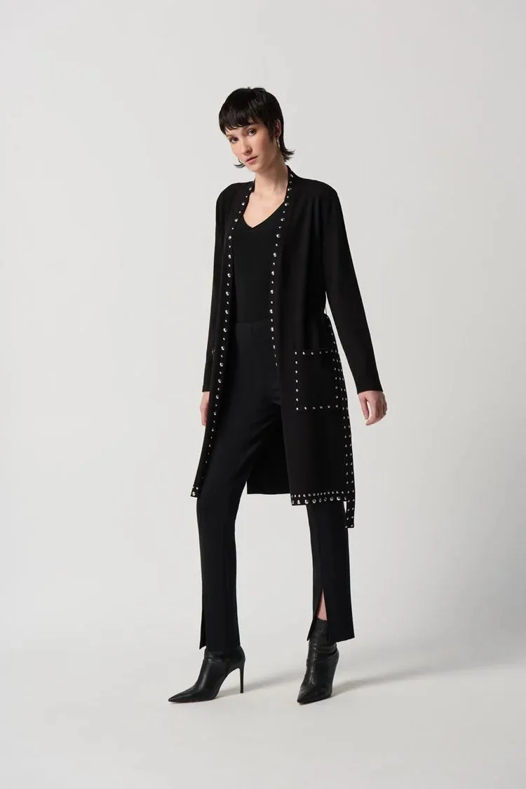 Satine Sweater Knit Studded Contour Cover-Up in Black - Joseph Ribkoff 234919F24