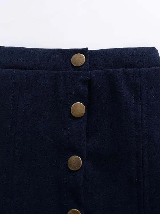 Stylish Buttoned Solid Color A-line Skirt