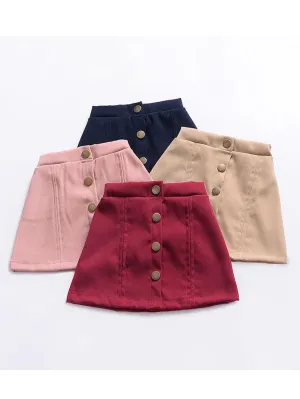 Stylish Buttoned Solid Color A-line Skirt