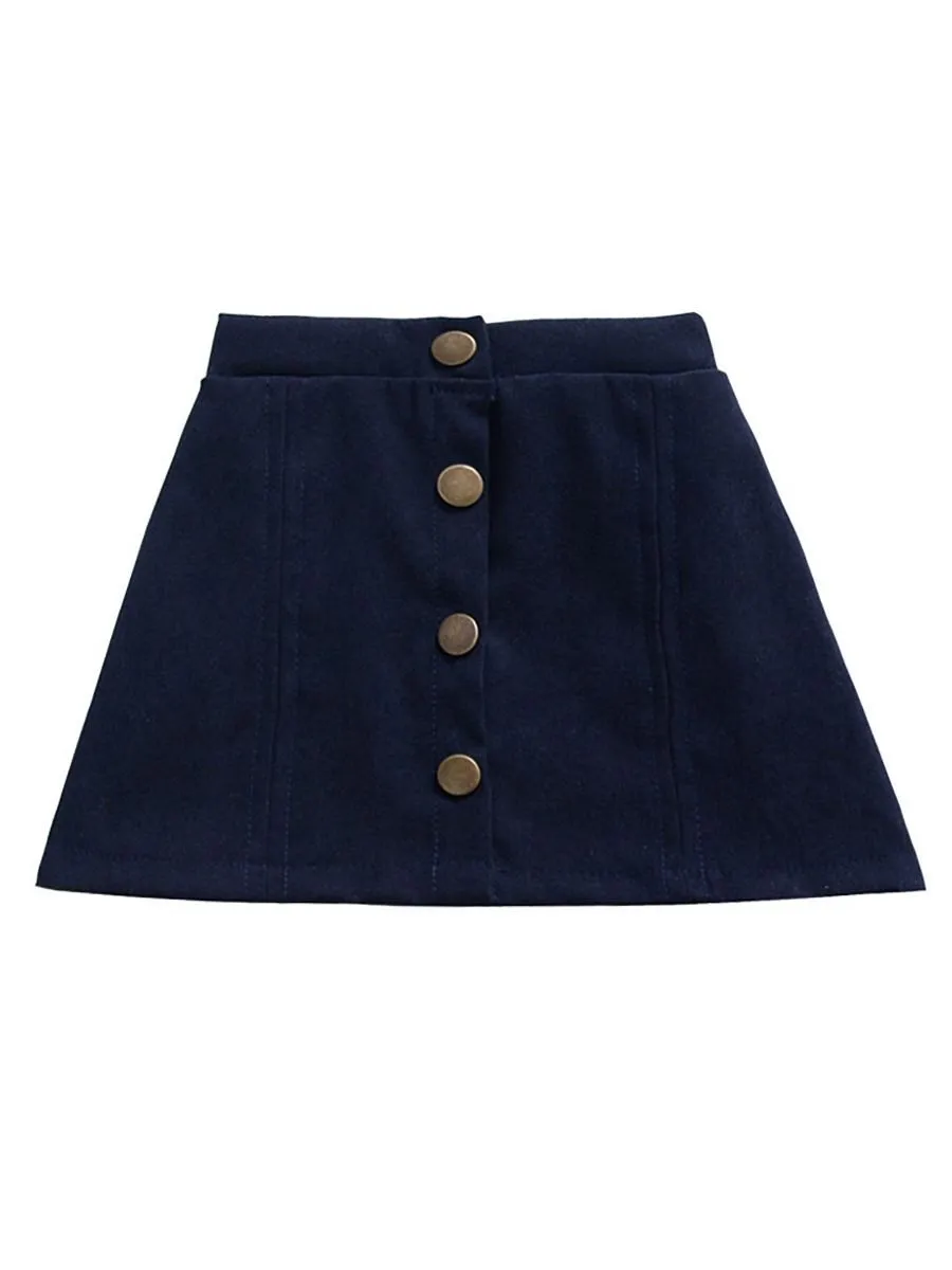Stylish Buttoned Solid Color A-line Skirt