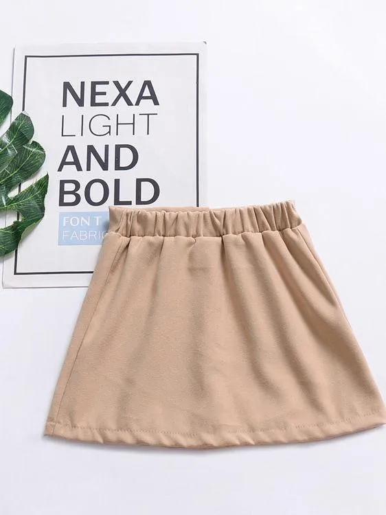 Stylish Buttoned Solid Color A-line Skirt