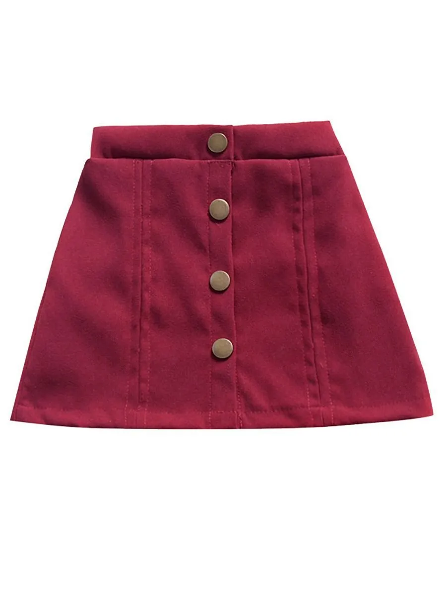 Stylish Buttoned Solid Color A-line Skirt