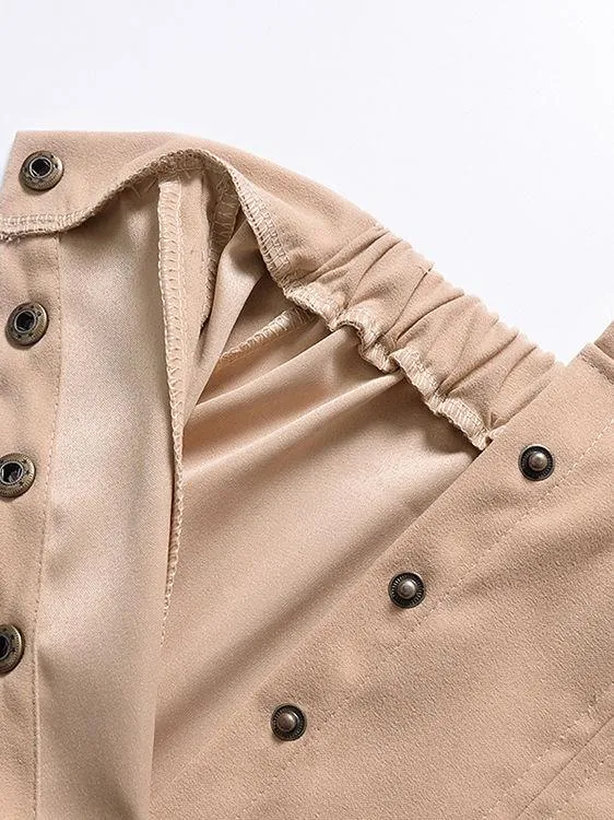 Stylish Buttoned Solid Color A-line Skirt