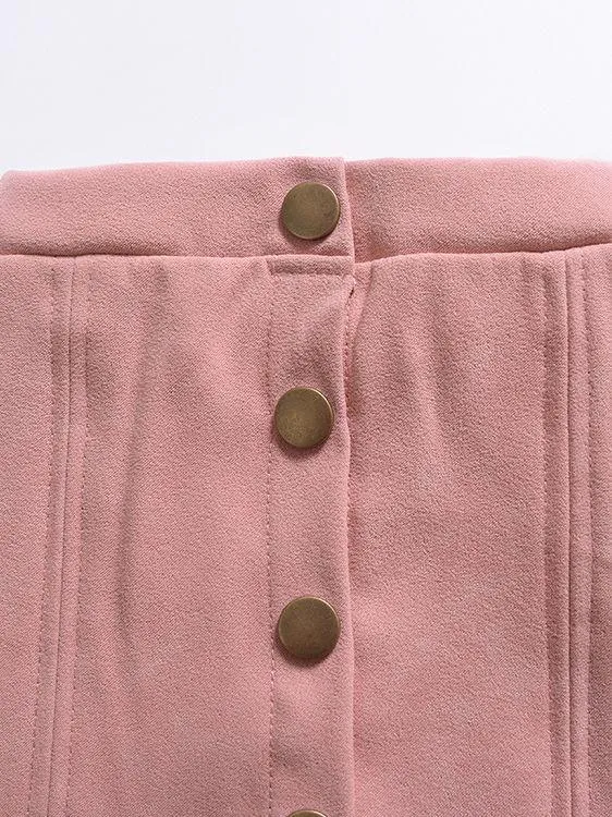 Stylish Buttoned Solid Color A-line Skirt