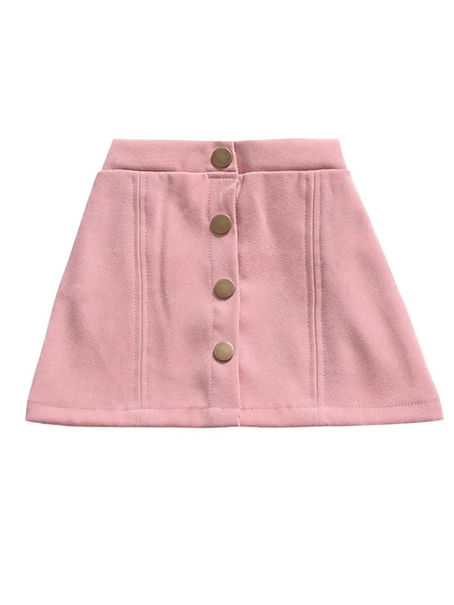 Stylish Buttoned Solid Color A-line Skirt