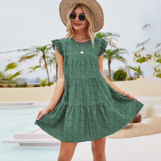 Summer Soft Casual Loose Swiss Dot Mini Dress