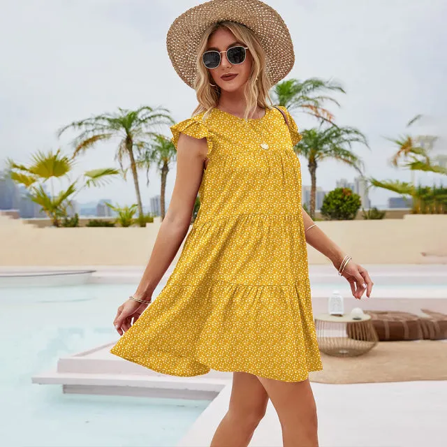Summer Soft Casual Loose Swiss Dot Mini Dress